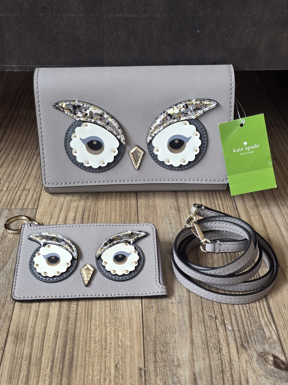 Kate Spade Novelty Star Bright Owl Summer Wallet Crossbody Bag + Card Holder